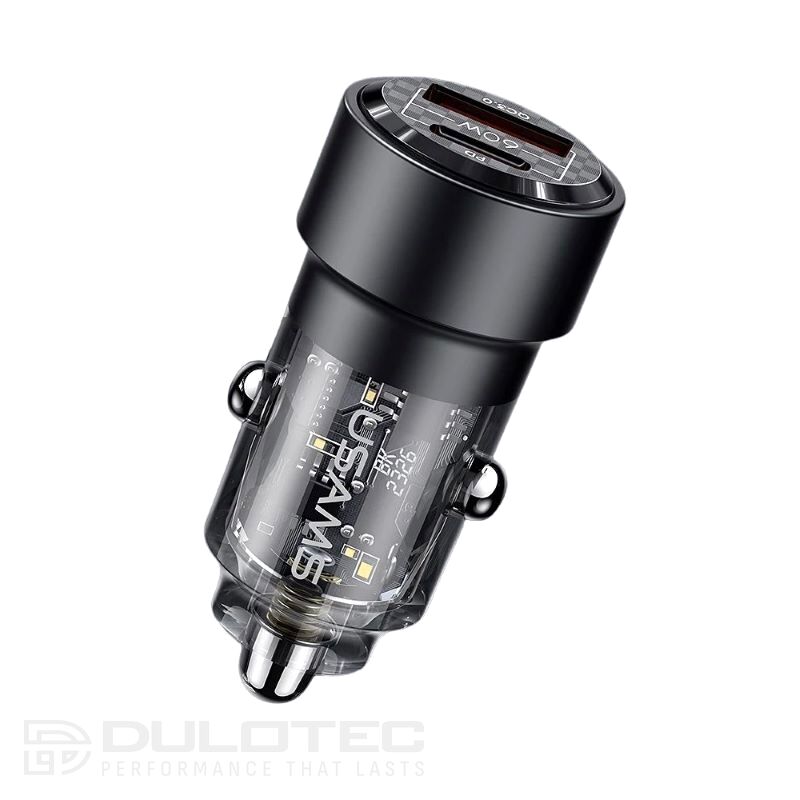 Încărcător auto, USAMS US-CC208 C39 60 W, 1 USB-C + 1 USB-A, 2 ieșiri CC208CC01 » Lanternaputernica.RO