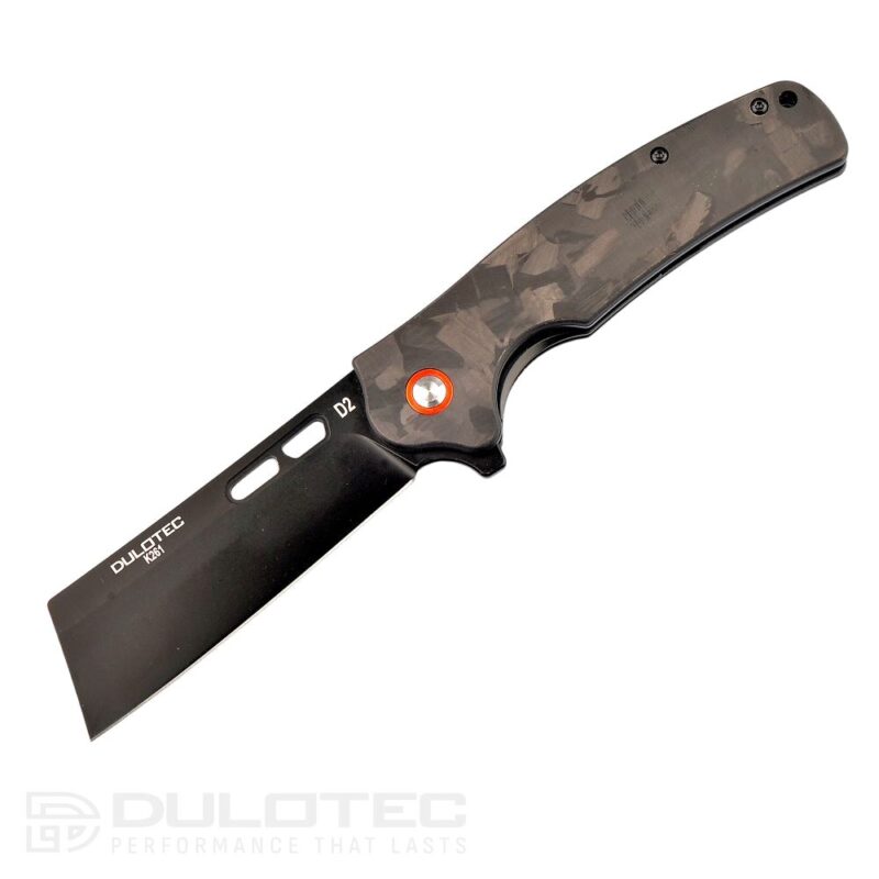Cuțit pliant Dulotec K261-BK cu mâner din G10 cu acoperire din carbon și lamă din oțel D2 » Lanternaputernica.RO