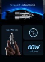 Încărcător auto, USAMS US-CC208 C39 60 W, 1 USB-C + 1 USB-A, 2 ieșiri CC208CC01 » Lanternaputernica.RO