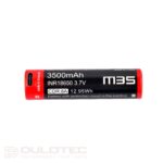Baterie Vapcell Dulotec 18650 M35 de 3500 mAh cu USB-C, cu pol pozitiv ridicat și sistem de protecție » Lanternaputernica.RO