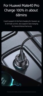 Încărcător auto, USAMS US-CC208 C39 60 W, 1 USB-C + 1 USB-A, 2 ieșiri CC208CC01 » Lanternaputernica.RO