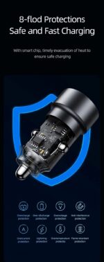 Încărcător auto, USAMS US-CC208 C39 60 W, 1 USB-C + 1 USB-A, 2 ieșiri CC208CC01 » Lanternaputernica.RO