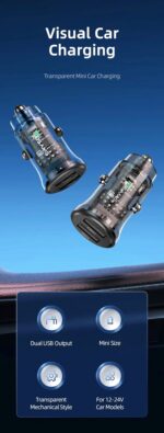 Încărcător auto, USAMS US-CC162 C31 15 W, 2 ieșiri A+A CC162CC01 » Lanternaputernica.RO