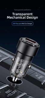 Încărcător auto, USAMS US-CC208 C39 60 W, 1 USB-C + 1 USB-A, 2 ieșiri CC208CC01 » Lanternaputernica.RO