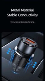 Încărcător auto, USAMS US-CC208 C39 60 W, 1 USB-C + 1 USB-A, 2 ieșiri CC208CC01 » Lanternaputernica.RO