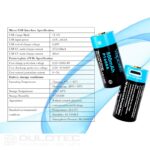 Baterie Vapcell P1608A 16340 de 800 mAh cu sistem de protecție și încărcare prin micro USB » Lanternaputernica.RO