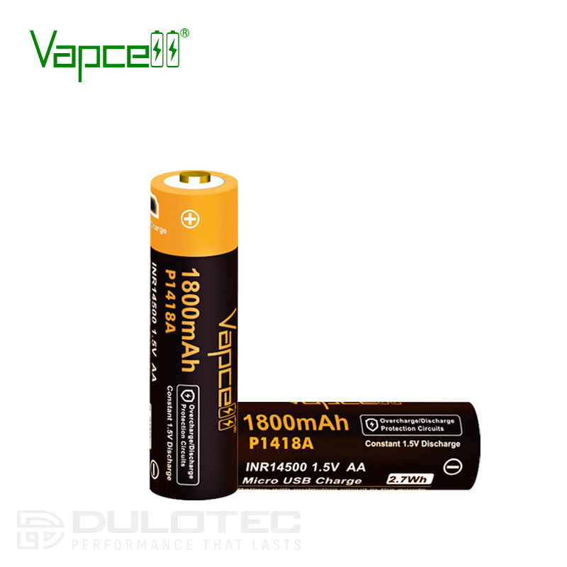 Baterie Vapcell P1418A 14500, 1800 mAh, 1,5 V, cu sistem de protecție și încărcare prin micro USB » Lanternaputernica.RO