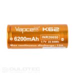 Baterie Vapcell 26650 K62 6200 mAh 15 A » Lanternaputernica.RO