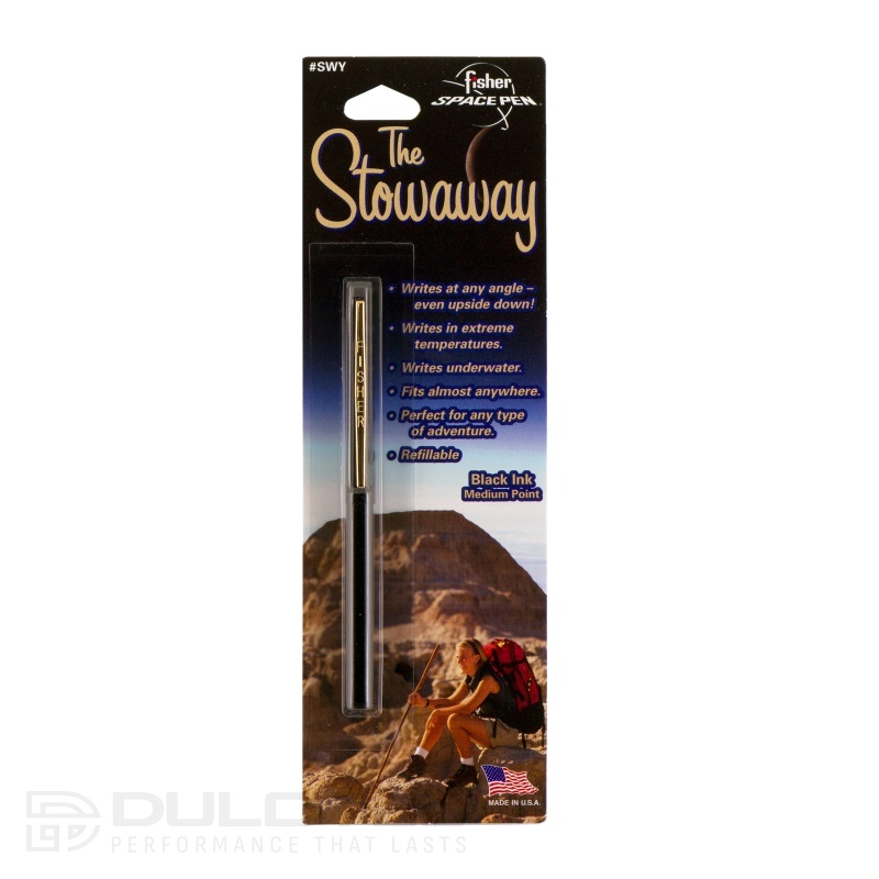 Fisher Space Pen Black Stowaway, cu agrafă din aluminiu anodizat, ambalaj blister SWY/C-Black » Lanternaputernica.RO