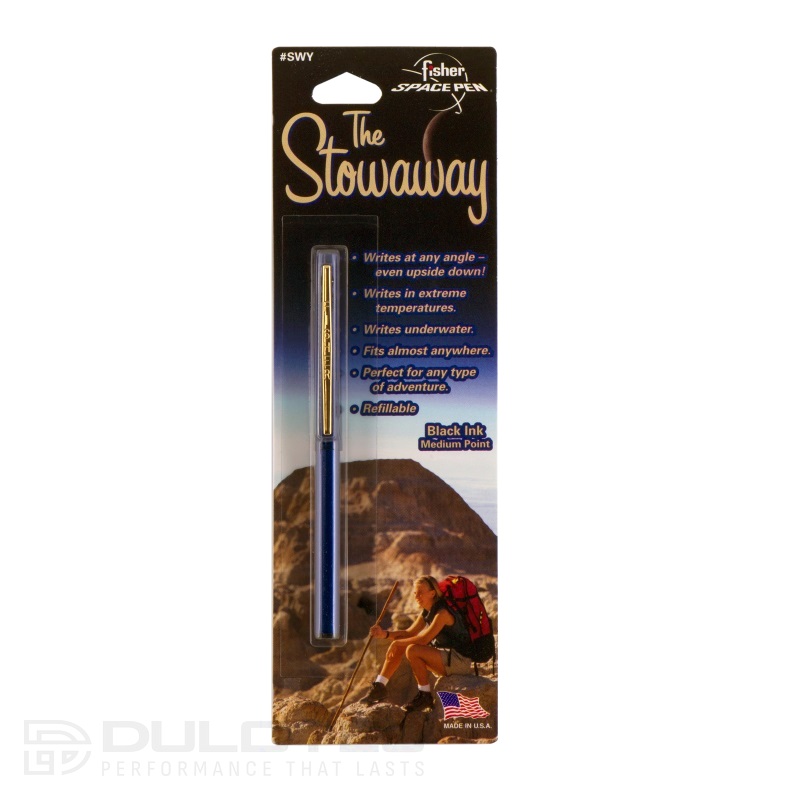 Fisher Space Pen Blue Stowaway, aluminiu anodizat, agrafă, ambalaj blister SWY/C-Blue » Lanternaputernica.RO
