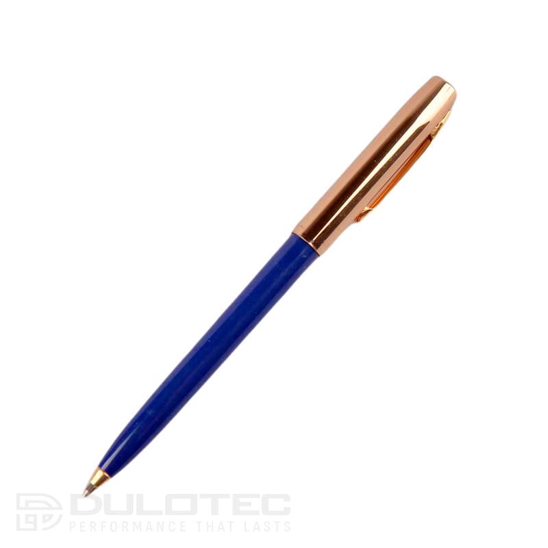 Pix Fisher Space Pen Cap-O-Matic cu capac din alamă și corp albastru, modelul 775G-BL, într-o cutie cadou » Lanternaputernica.RO