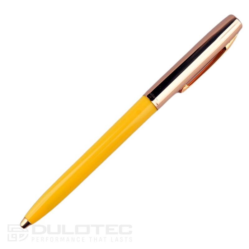 Pix Fisher Space Pen Cap-O-Matic cu capac din alamă și corp galben, model 775G-Y, într-o cutie cadou » Lanternaputernica.RO