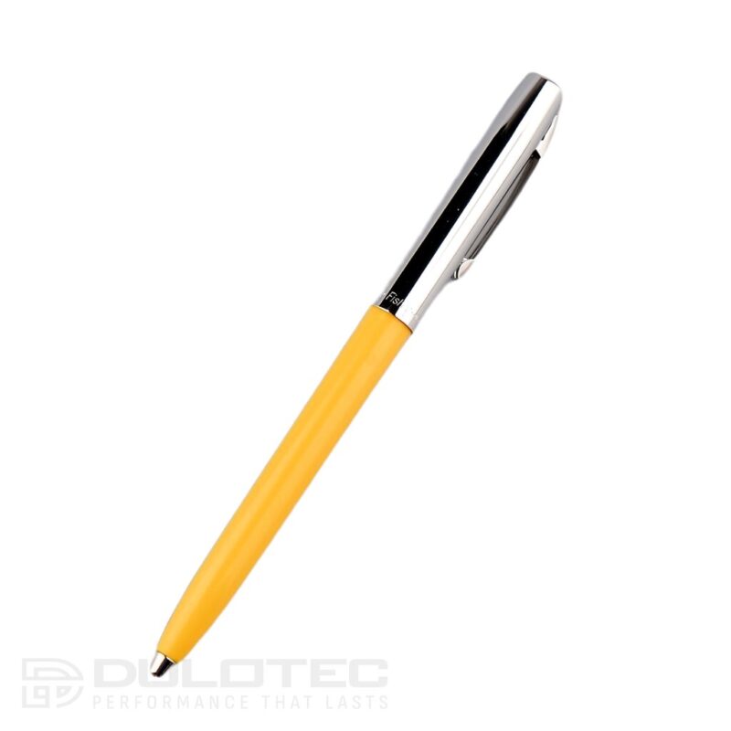 Pix Fisher Space Pen Cap-O-Matic, capac cromat, corp galben, model 775-Y, într-o cutie cadou » Lanternaputernica.RO