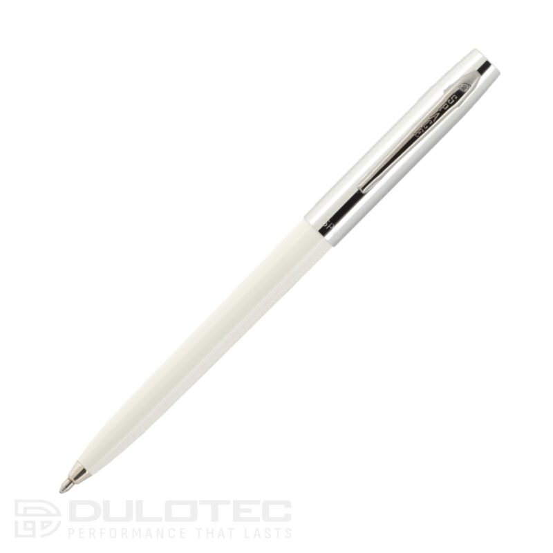 Pixul Fisher Space Pen Cap-O-Matic cu capac din alamă și corp alb, modelul 775-W, într-o cutie cadou » Lanternaputernica.RO