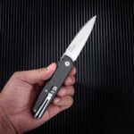 Cuțit pliant SRM 408L-KB – mâner din G10 cu acoperire din carbon și lamă din oțel 14C28N » Lanternaputernica.RO