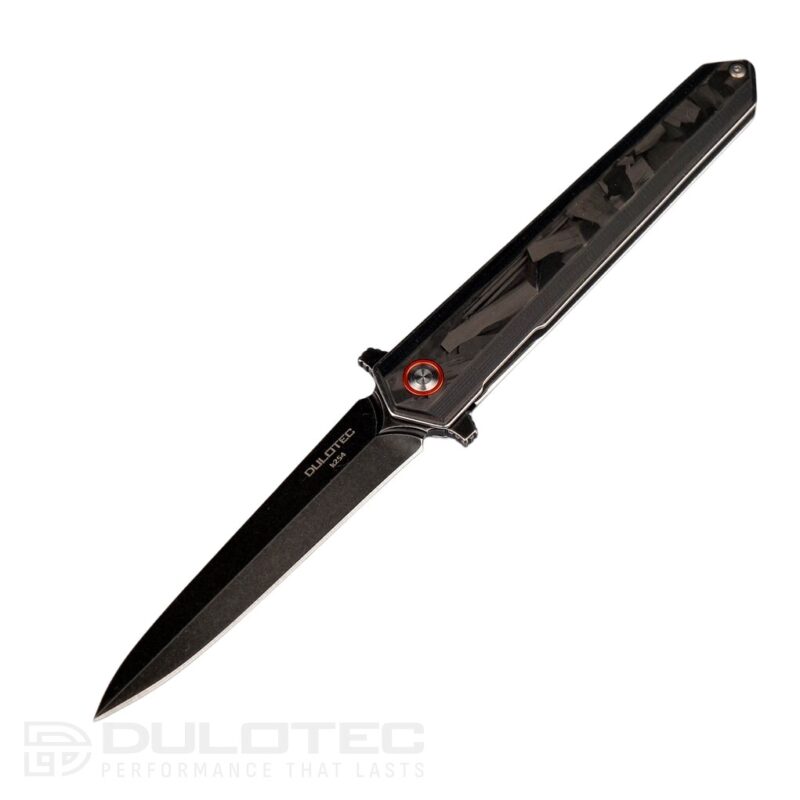 Cuțit pliant Dulotec K254-CF – mâner din G10 cu acoperire din carbon și lamă din oțel inoxidabil 8Cr » Lanternaputernica.RO