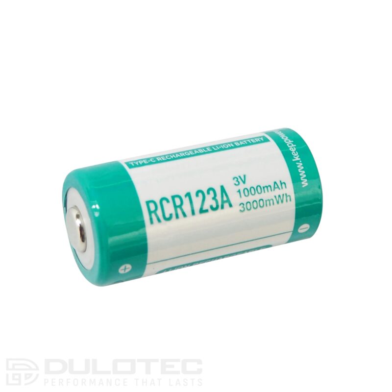 Baterie Keeppower RCR123A de 1000 mAh cu protecție și încărcare USB-C » Lanternaputernica.RO