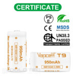 Baterie Vapcell 16340 T9 950 mAh 3A » Lanternaputernica.RO