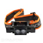 Lanterna frontală puternică Dulotec H4 Pro V2.0 + baterie de 3400 mAh, cu lumină albă și albastră » Lanternaputernica.RO