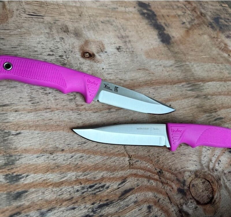 Cuțit cu lamă fixă Linder Joe Vogel Evo-X Super Edge 7 – mâner roz » Lanternaputernica.RO