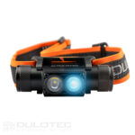 Lanterna frontală puternică Dulotec H4 Pro V2.0 + baterie de 3400 mAh, cu lumină albă și albastră » Lanternaputernica.RO