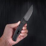 Cuțit pliabil SRM 255L-MB2 – mâner din Micarta și lamă din oțel laminat 140Cr » Lanternaputernica.RO
