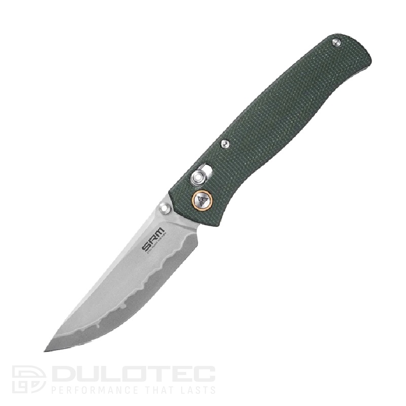 Cuțit pliabil SRM 255L-MG2 cu mâner din Micarta și lamă din oțel laminat 140Cr » Lanternaputernica.RO