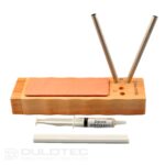Ascuțitor pentru cuțite Dulotec V-Force cu diamant și ceramică, prevăzut cu curea din piele » Lanternaputernica.RO