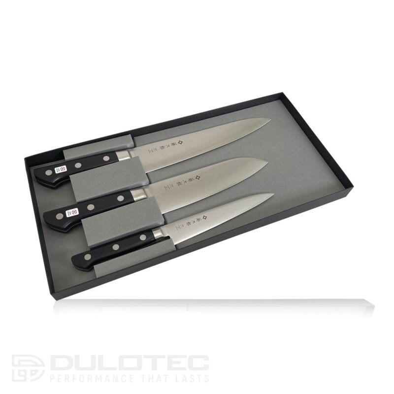 Set de cuțite profesionale de bucătărie Tojiro DP FT-032 – laminate din oțel VG10 » Lanternaputernica.RO