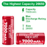 Baterie Vapcell 26650 K70, 7000 mAh, 30 A » Lanternaputernica.RO