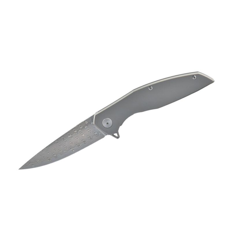 Cuțit pliant Dulotec Karma Damascus cu mâner din titan » Lanternaputernica.RO