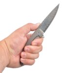 Cuțit pliant Dulotec Karma Damascus cu mâner din titan » Lanternaputernica.RO